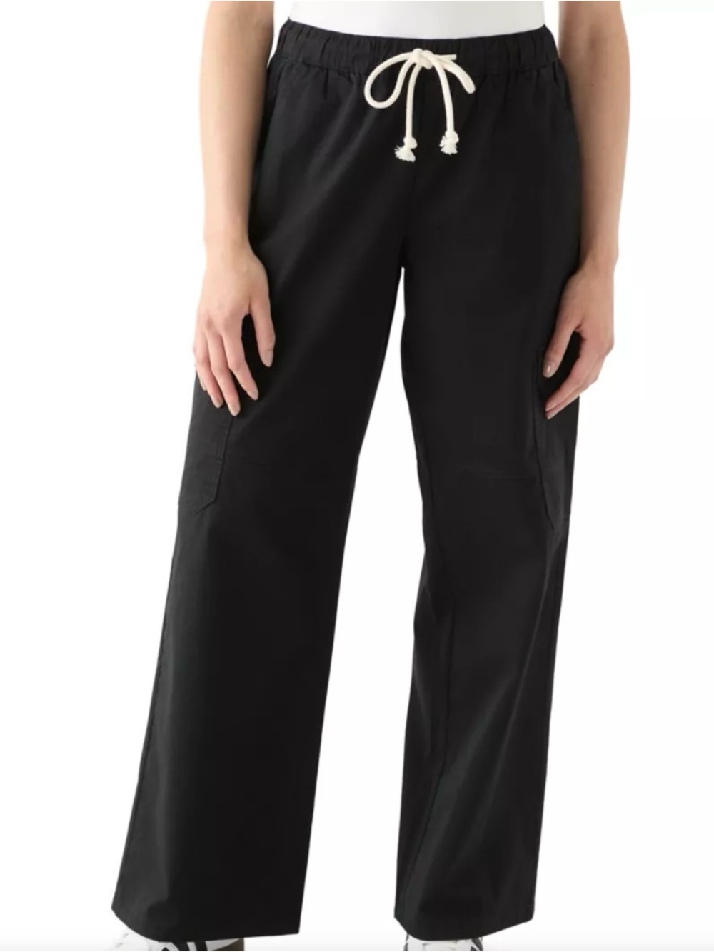 Vanilla Star Cotton Wide Leg Cargo Pants Black Women Small S